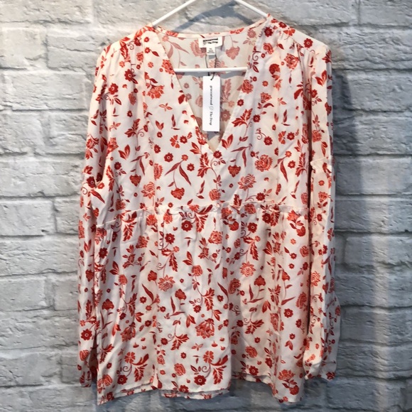 NWT Grace Atwood The Drop Ivory Floral Blouse XXL - Picture 5 of 13